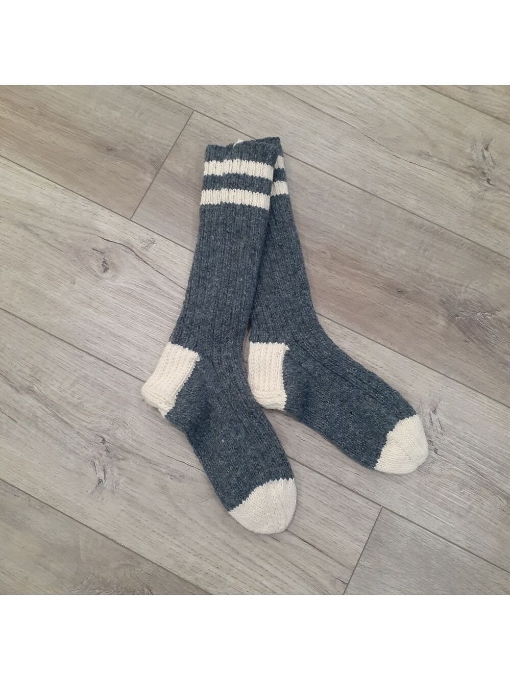 Vintage Handknit Wool Cottagecore/Cabincore Striped Cuff Socks